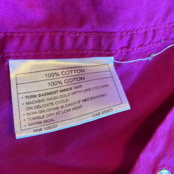 Ariat Western Shirt Fuchsia Pink 100% Cotton Embroidered Studded Snaps - Picture 11 of 12